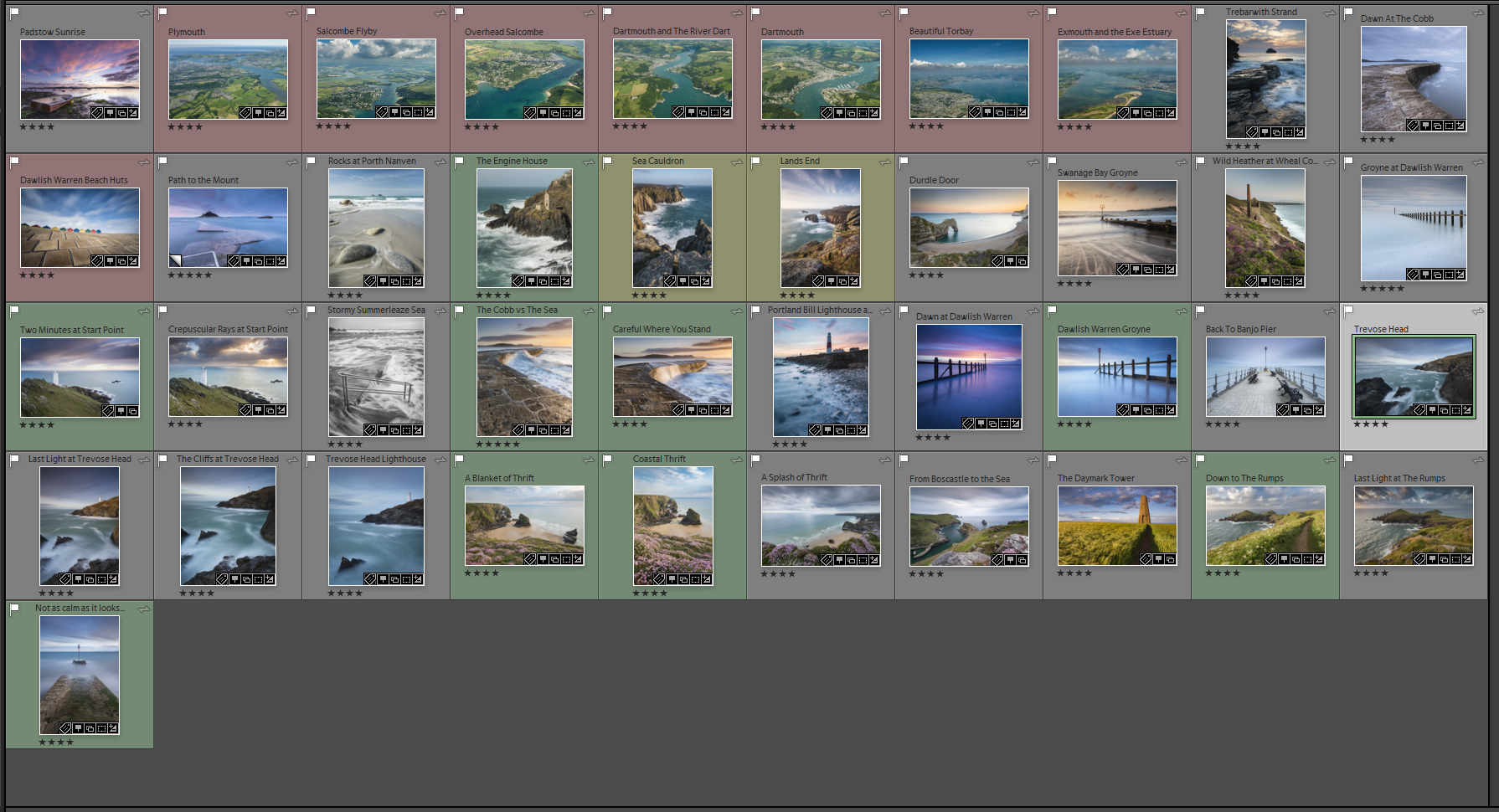 Creating a dynamic collection allowed me to find all my images from the South West Coast Path.