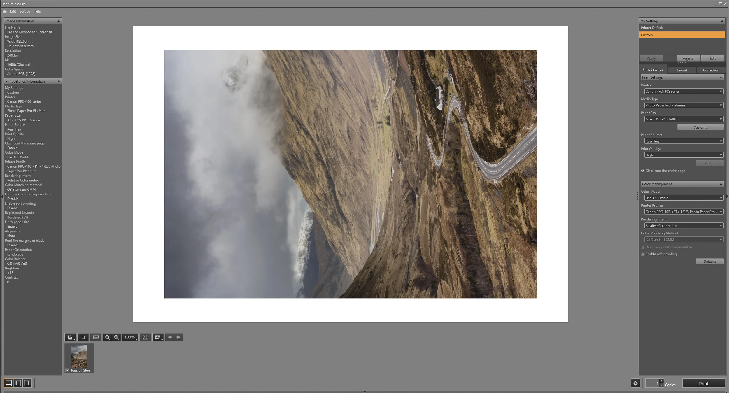 Canon Print Studio Pro - simple and straightfoward to use.