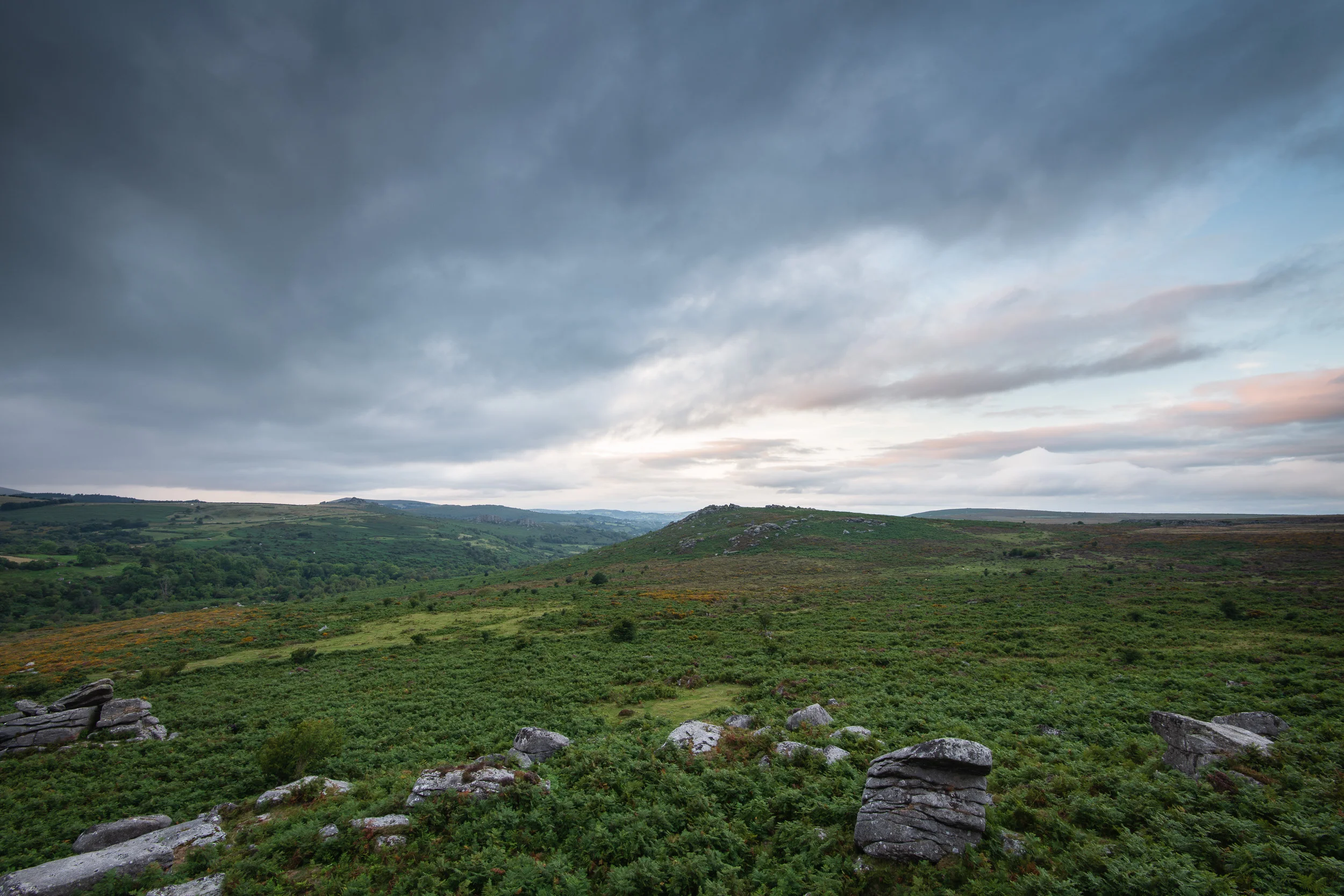 Approaching Storm on Dartmoor, Devon - Nikon D850, Nikkor 16-35 mm f/4 at 16 mm, 0.5 seconds at ISO 64, f/11, Lee Filters ND Grad.