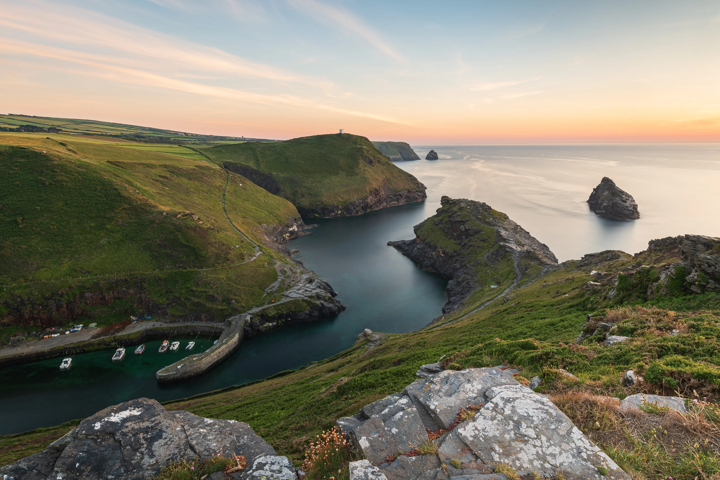 Boscastle Harbour at Sunset, Cornwall - Nikon D850, Nikkor 16-35mm f/4 at 19mm, f/13, 100 seconds at ISO 64, Kase Filters CPL, 6 Stop ND and ND Grad.