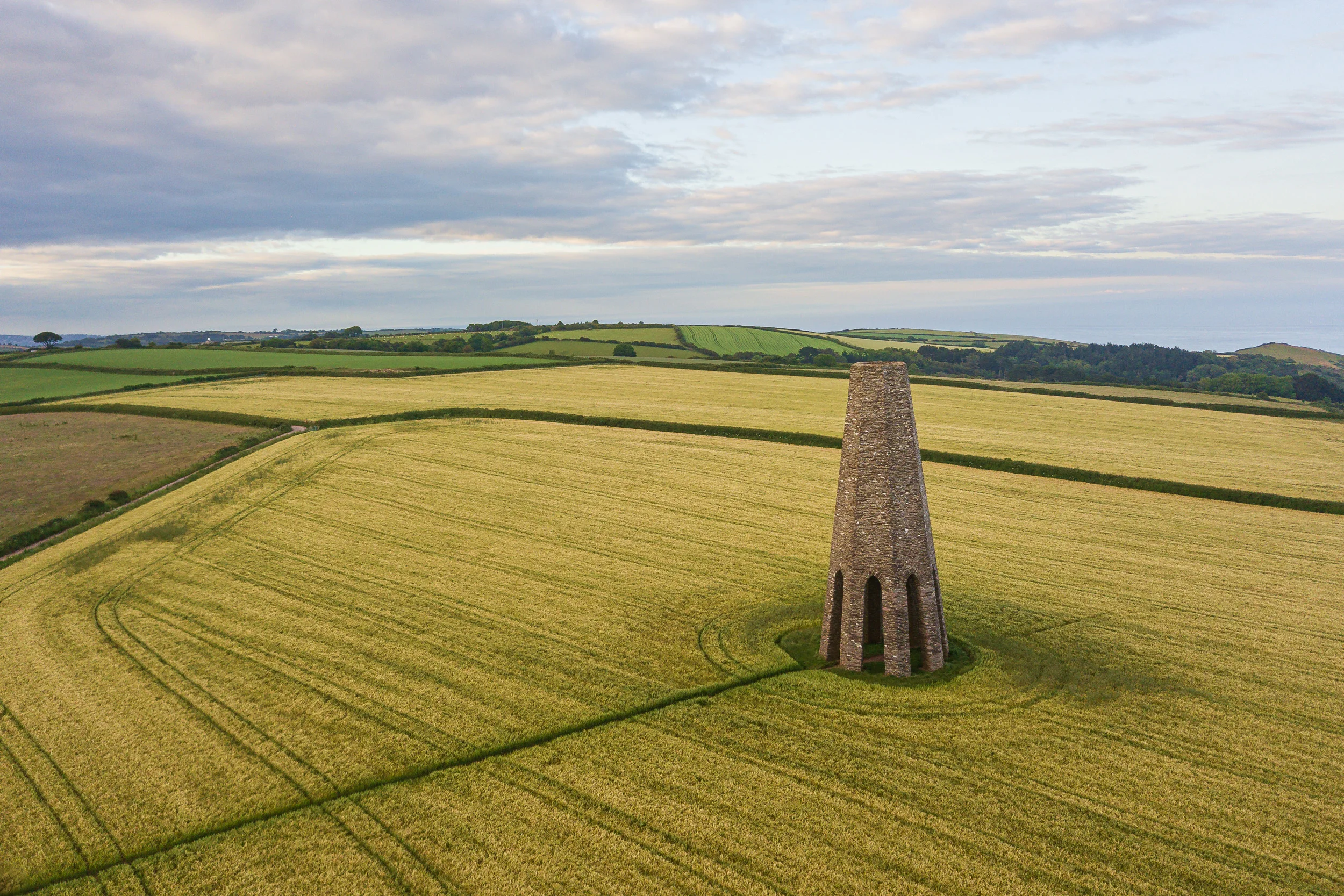 Tower in the Field, Devon - DJI Mavic Pro, 23 mm, 1/290th sec at f/2.2, ISO 100.