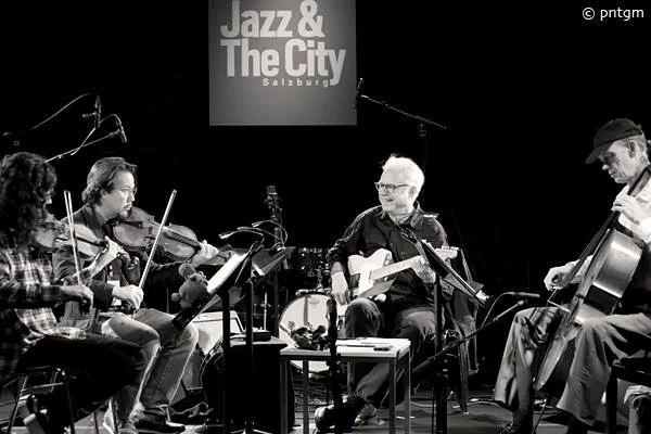 pictured above: The Salzburg cello with Cl audia, Barbara, and Jenny; Werner Puntigam and Hank (photo by Werner Puntigam); Bill's Moose family. The band playing onstage at Kavernen in Salzburg (Photo by Werner Puntigam).
