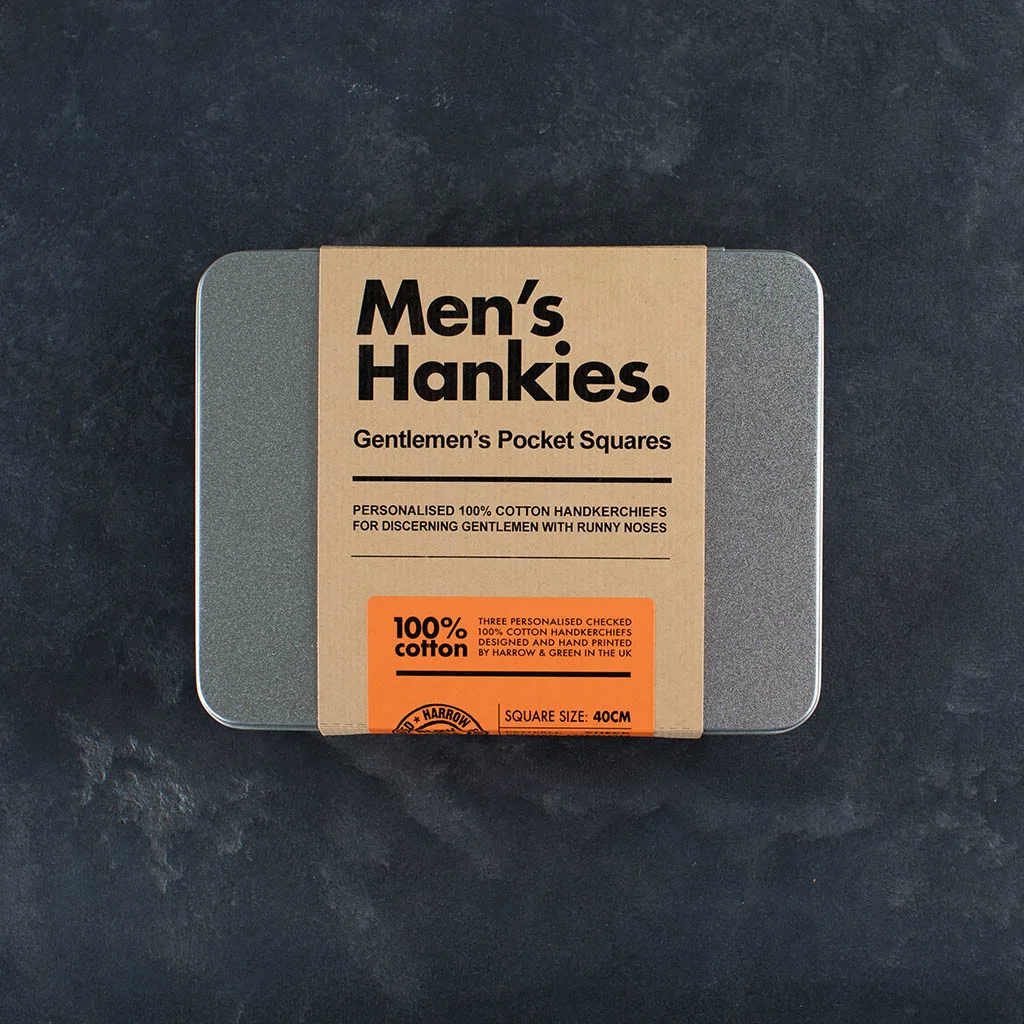 tin for personalised mens handkerchiefs