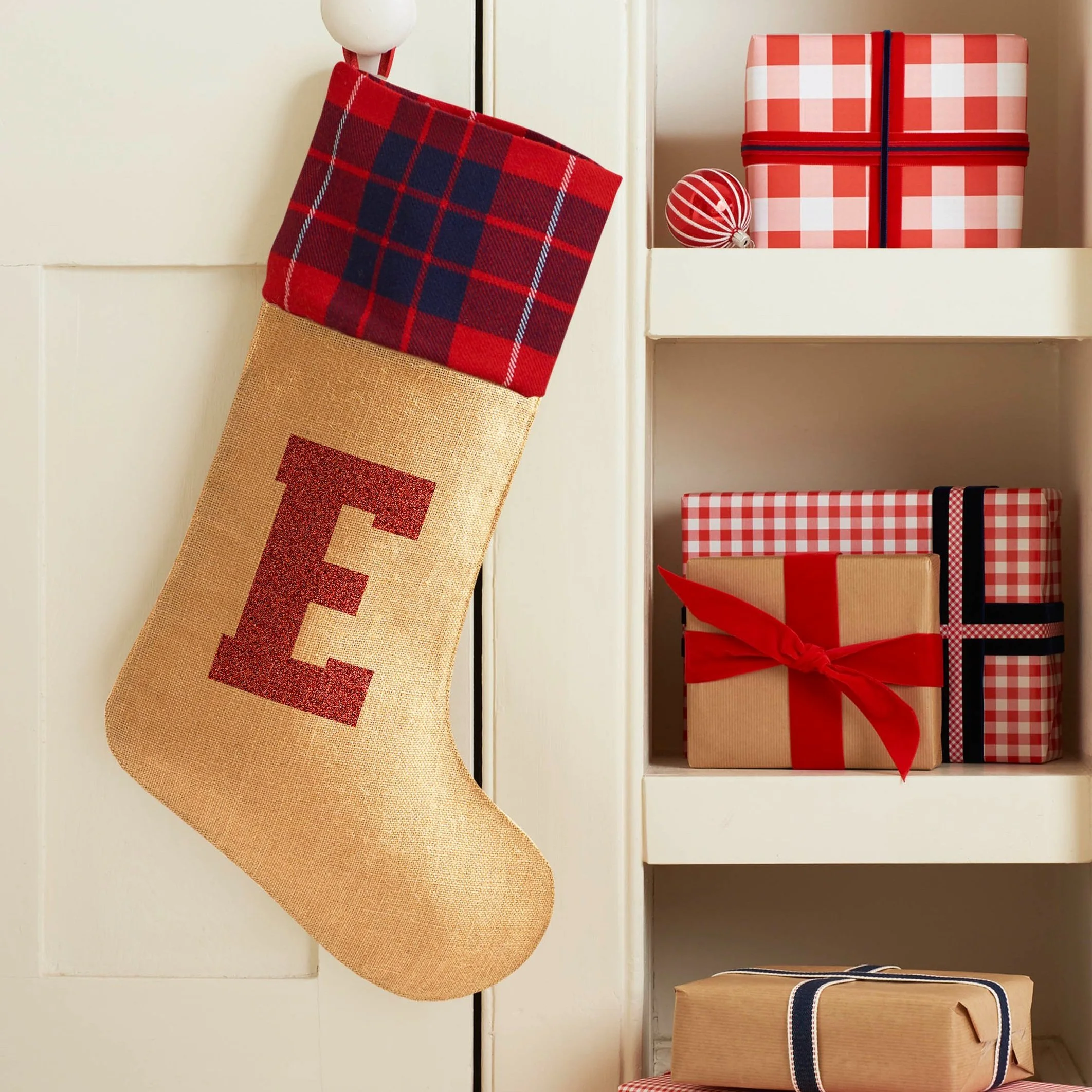 Christmas Stocking With Glitter Initial