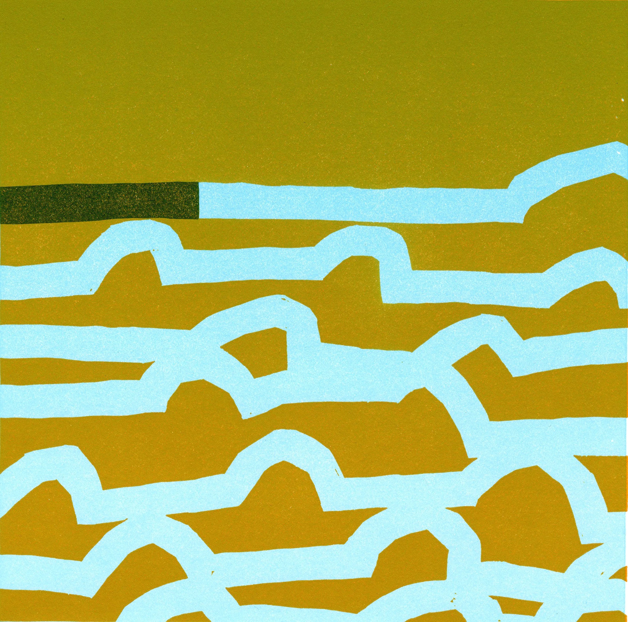 Bumps02 , 2025 11 × 11 inches on 14 x 14 inch paper linocut, edition of 15