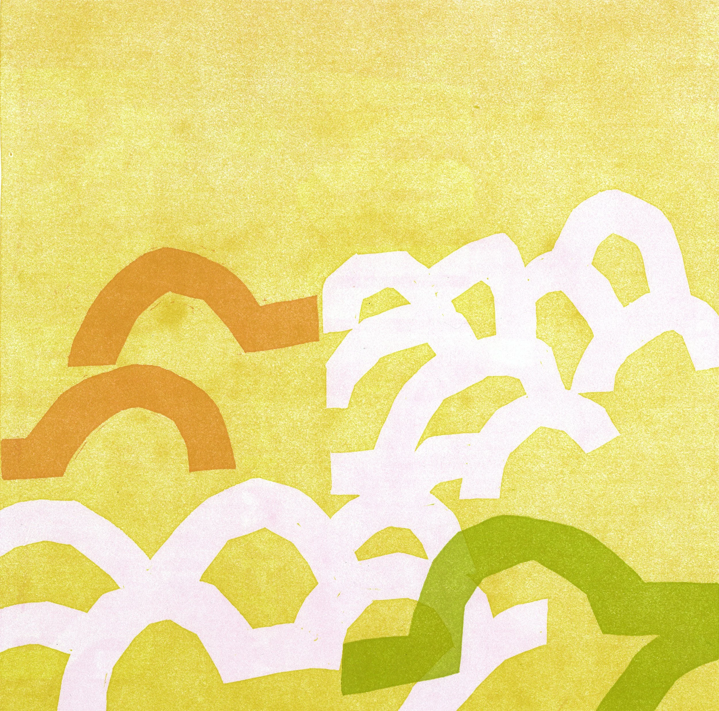   Bumps07 , 2025  11 × 11 inches on 14 x 14 inch paper  linocut, edition of 10 