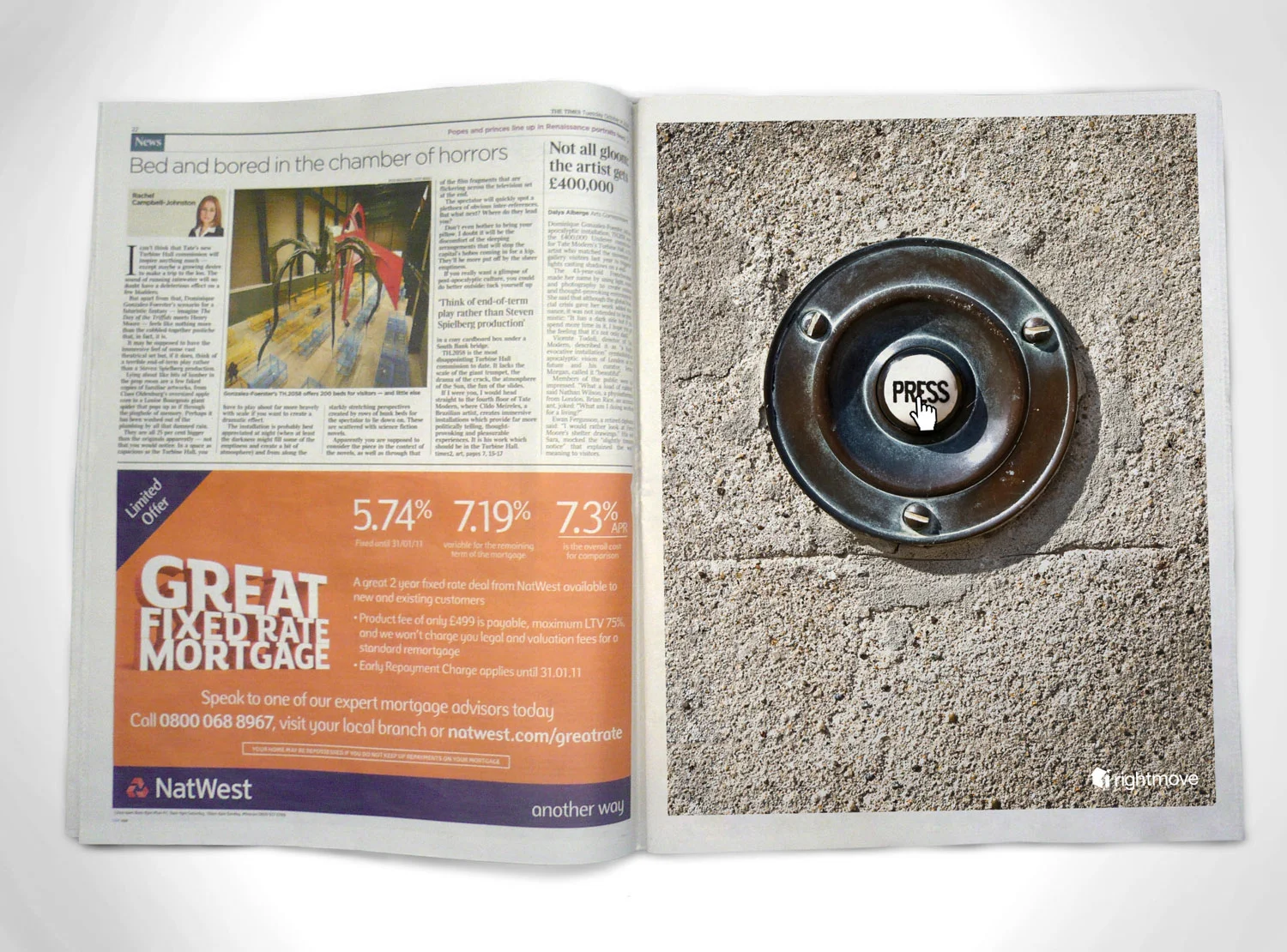 Press advertising. Concept. Design. Art direction. To cut-through all the 'lifestyle-led' property messages, we created a strikingly-simple campaign to remind customers that 'Rightmove gets you into more properties than anyone else.' Commissioned at Connect. connect-group.com