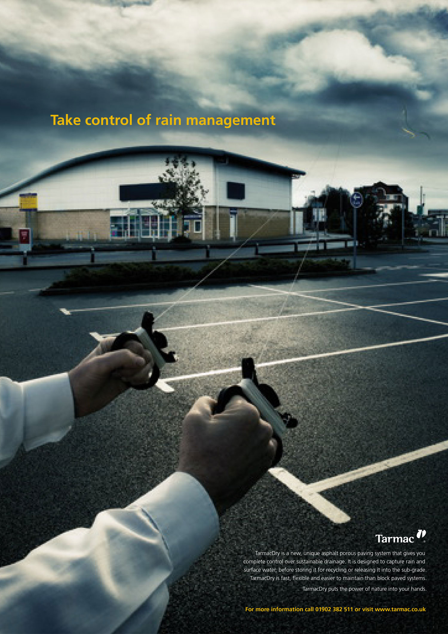 Press advertising. Concept. The idea of this dramatic visual, helped TarmacDry communicate all the product benefits in more engaging manner. Commissioned at Connect. connect-group.com