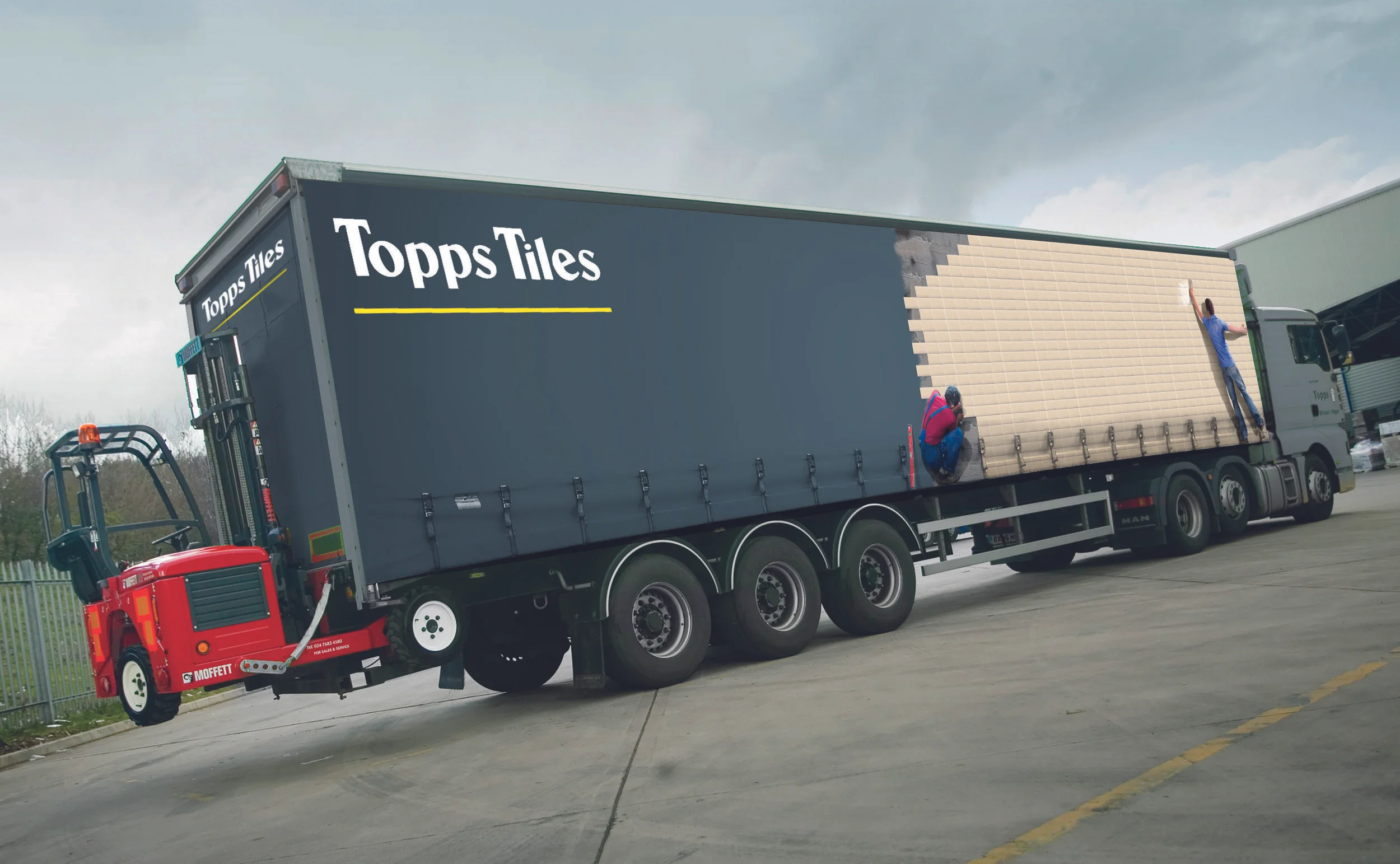 Truck Livery. Concept. Design. Art direction. Retouching. When Topps Tiles wanted new vehicle liveries, I decided to tile the truck, turning each side into a canvas on which to display their best products. By using scale product and tradesmen, I created an unforgettable ‘tiling on the move’ visual that was adaptable and as varied as their stock. Commissioned at Makalu. www.makaluagency.co.uk
