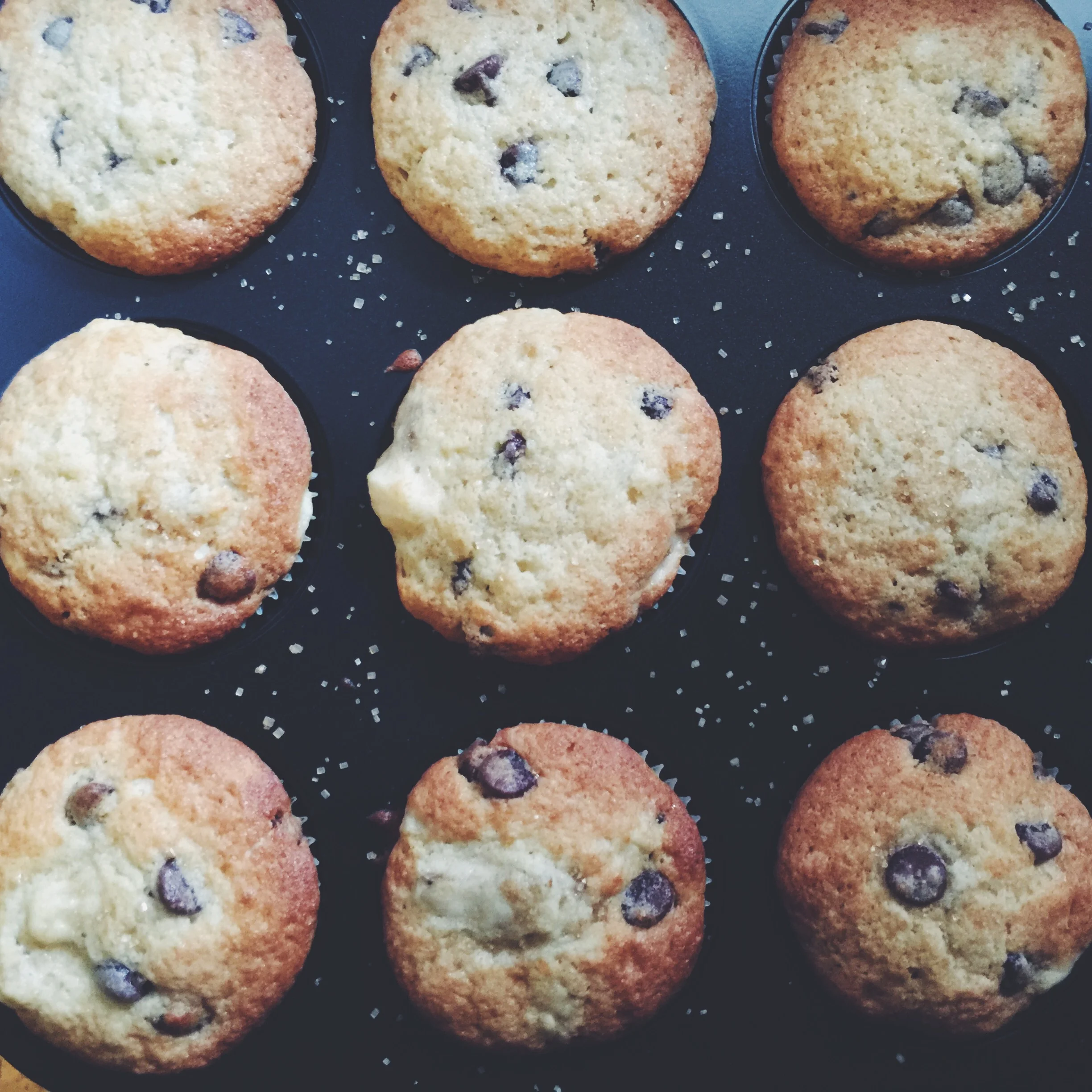 homemade banana chocolate chip muffins