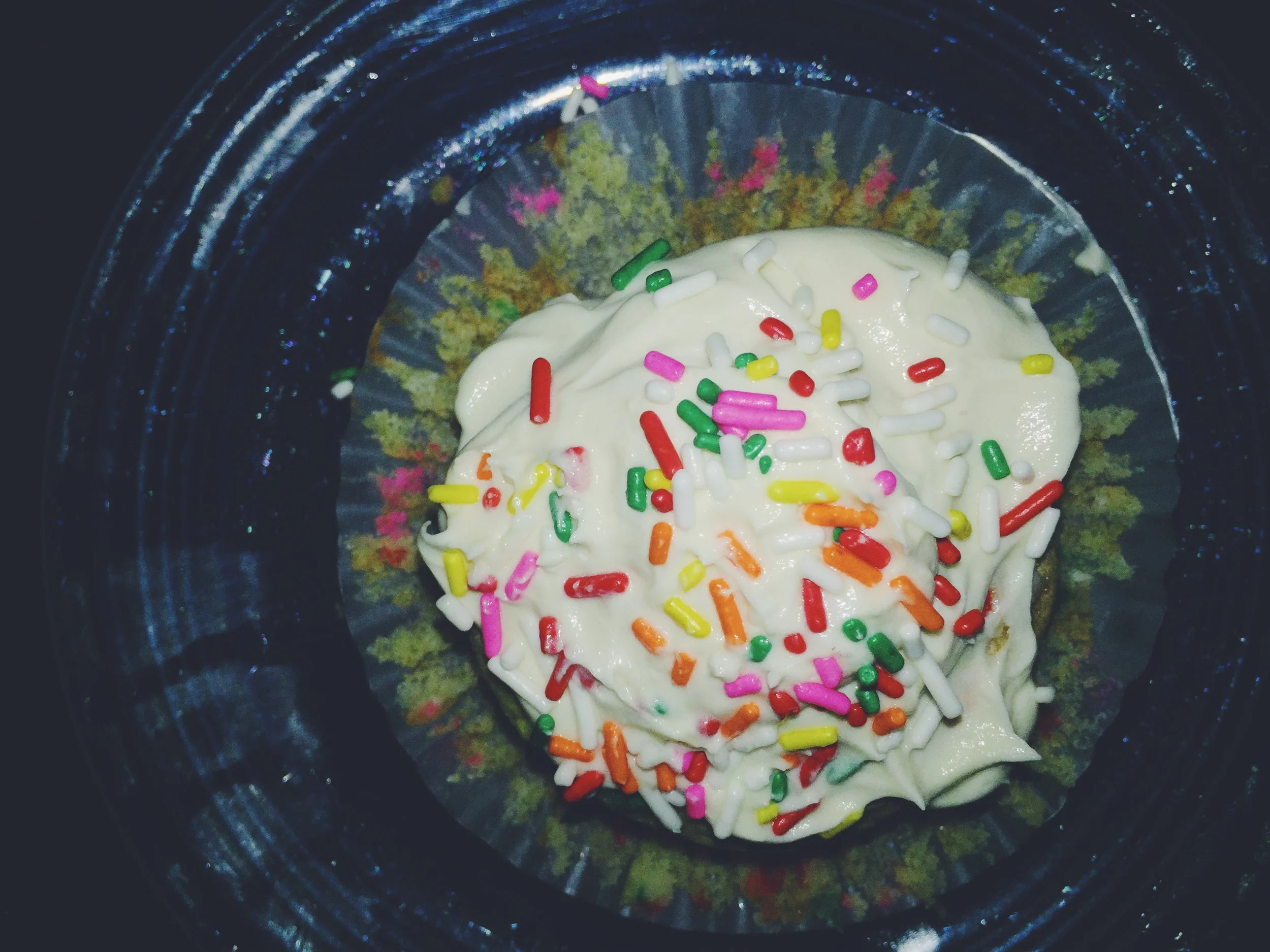 plated funfetti cupcake