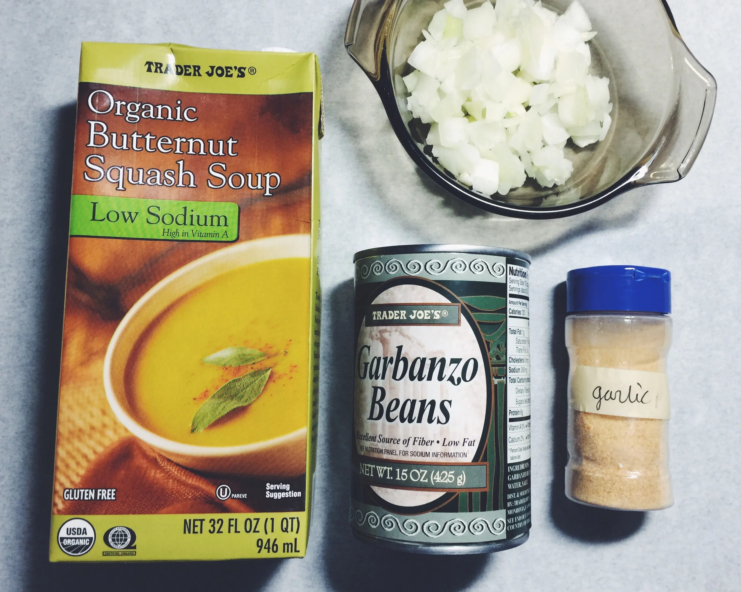 ingredients for semi-homemade butternut squash soup