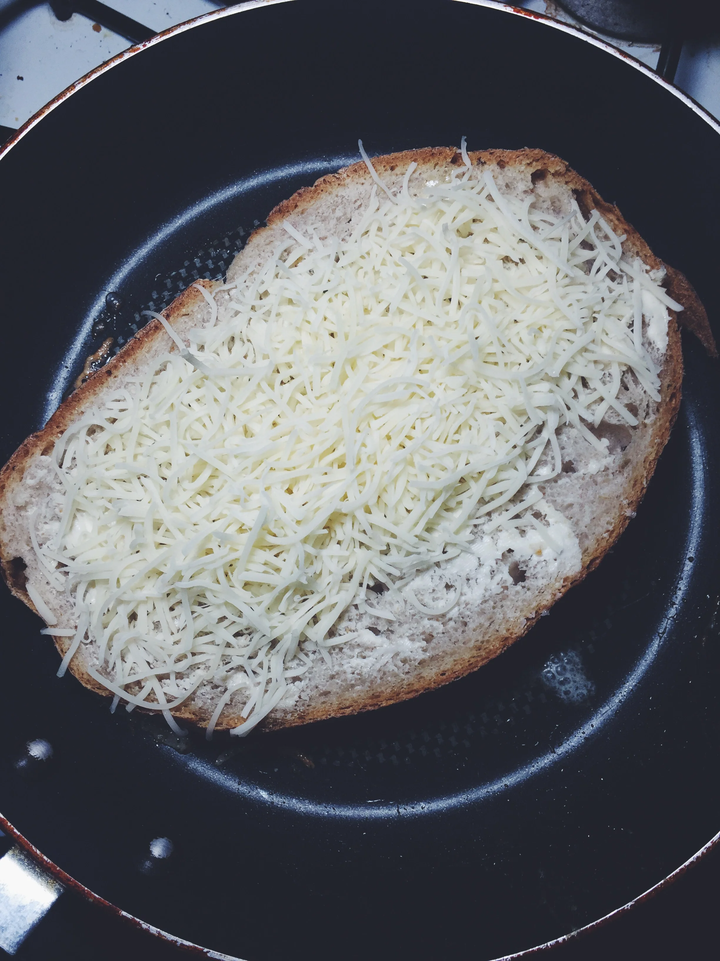 making grilled cheese