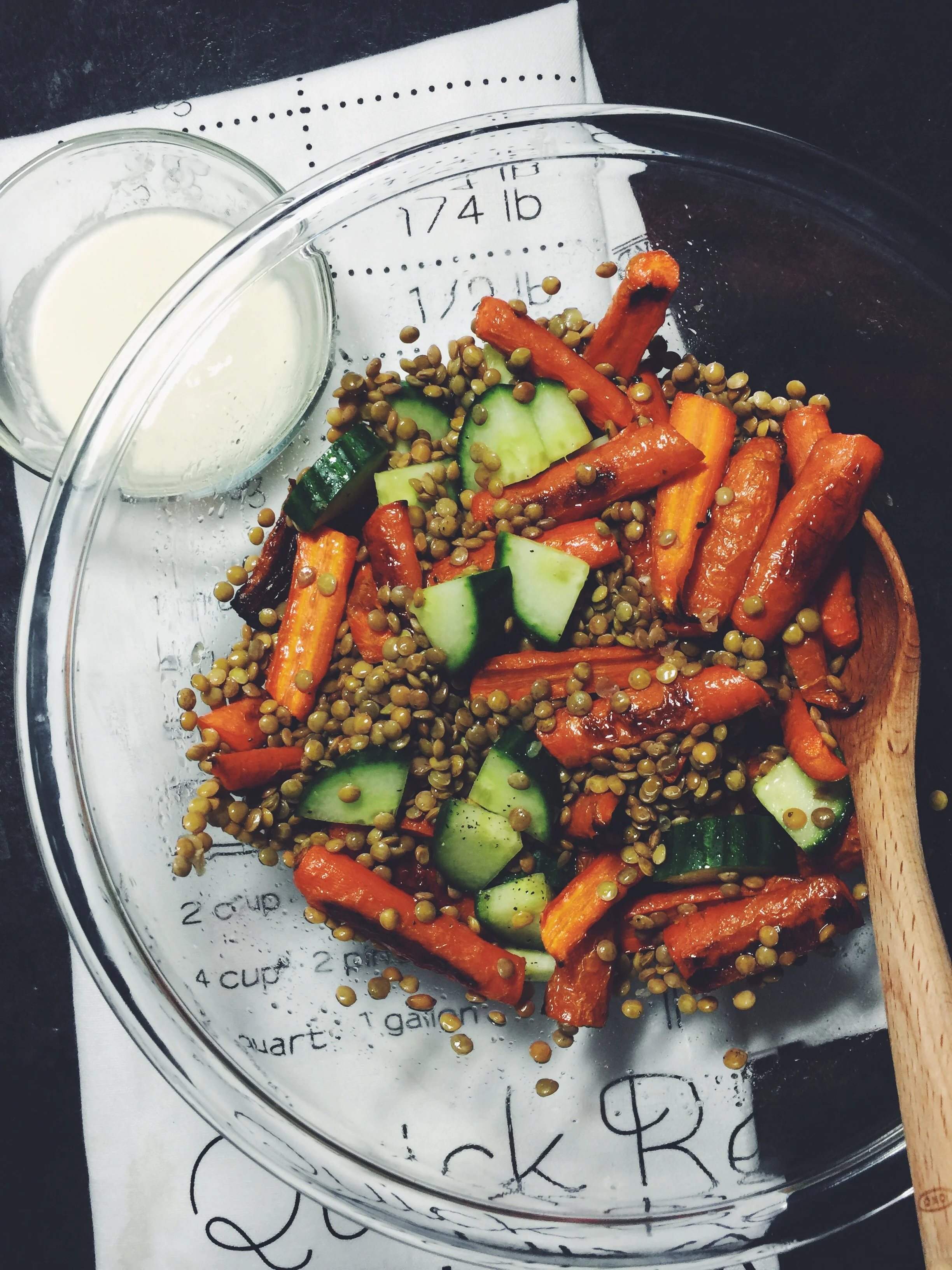 warm lentil + carrot salad