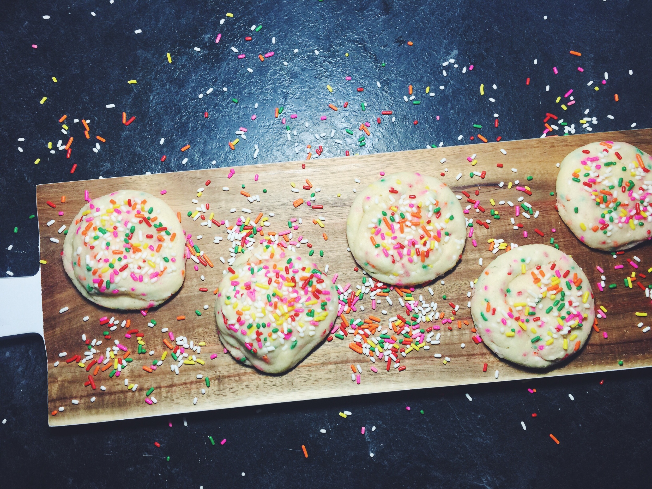 funfetti cookies with extra sprinkles
