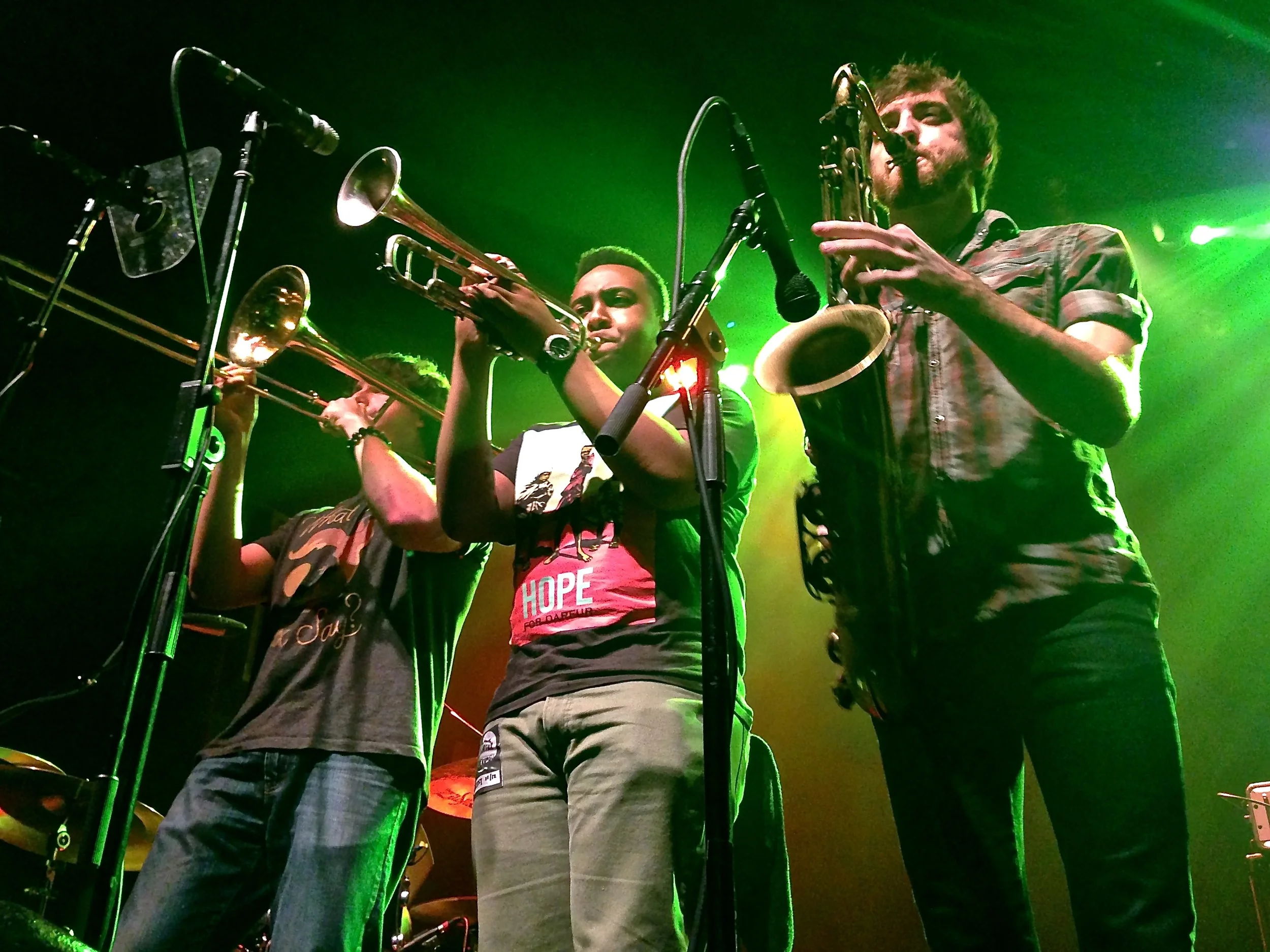  The horn section of The Heard at the Georgia Theatre in Athens. 