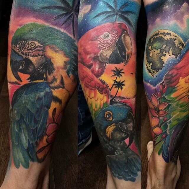 Hey guys! So excited to have this tattoo finally finished almost 3 years in the making! Had an absolute blast doing it more like this please!  #parrot #macaw #tattoo #ink #inkmaster @rosesandrebelsjc @247inkmag #jerseycity #hoboken