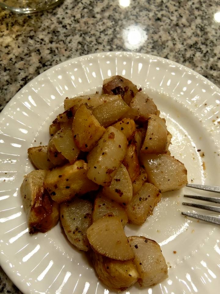 Homeowner Brian Wood made roasted turnips and parsnips! Looks delicious!