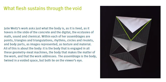 Excerpt from catalog essay (by Matthew Garvey) for Inside My Outer Space , William Busta Gallery, Cleveland, OH, 2012.