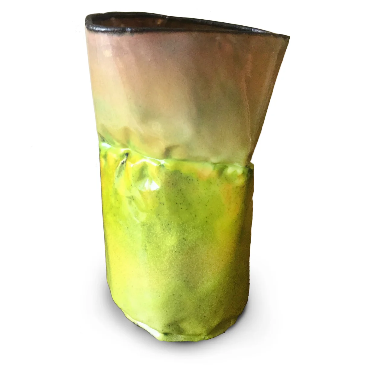 June Schwarcz 1992 Enameled Constructed Vessel, signed 9.25 x 4.75"