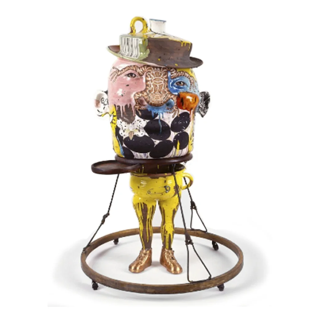 Michael Lucero Anthropomorphic Face Jug in Walker "Reclamation" Series 25.5 x 38" 