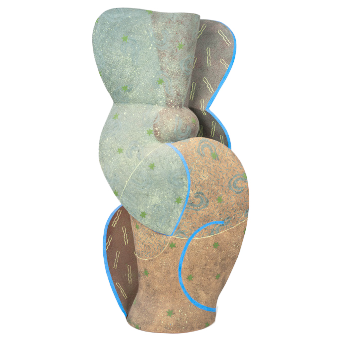 Andrea Gill Low fire terra cotta, colored englobes 39.5 x 22 x 10"