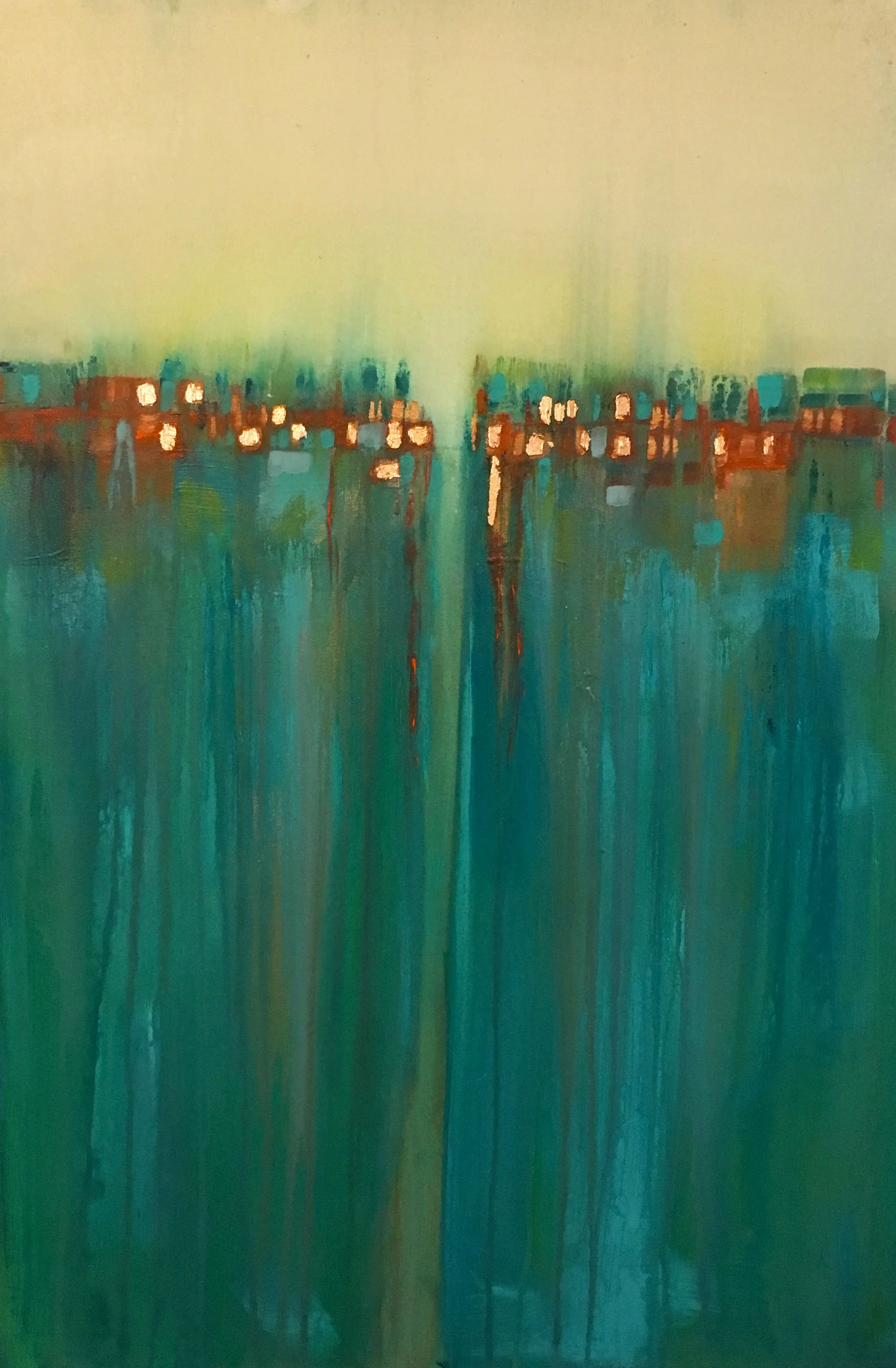 SOLD Calm 15 x 20 Gold Leaf, Acrylic on Canvas