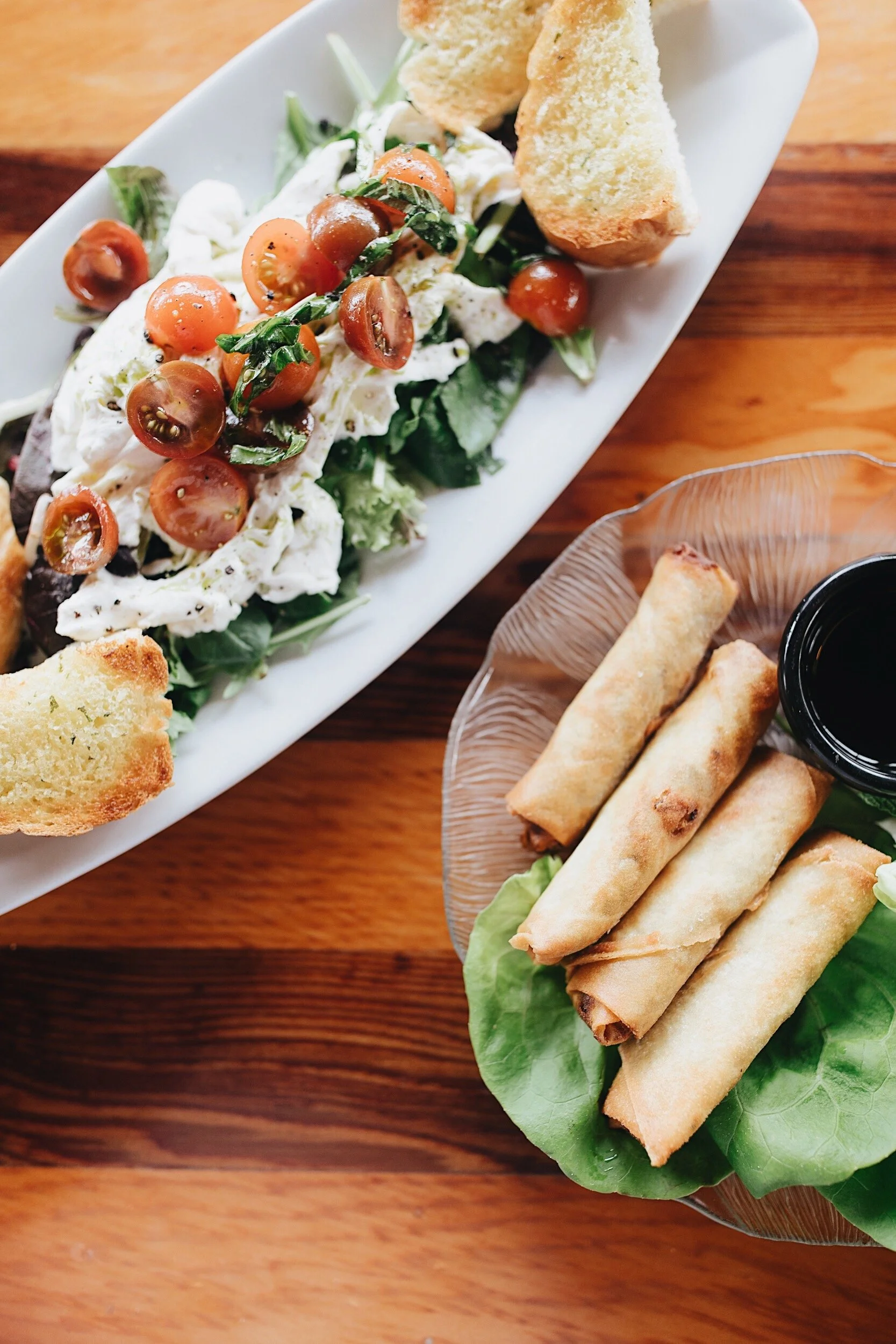 Mozzarella Salad & Spring Rolls.JPG
