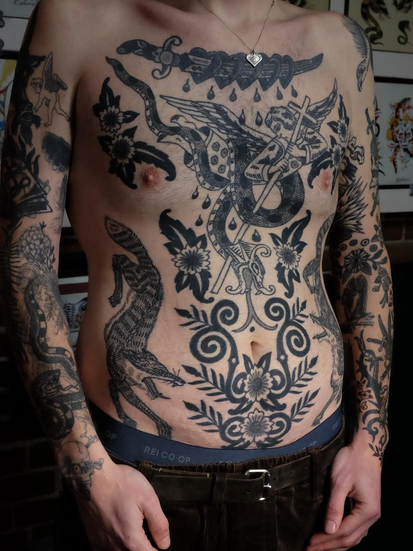 Holy dragon slayer flanked by foxes healed and sealed by @bellowstattooer - it&rsquo;s time to get the ball rolling on large scale projects this spring. Swing on through when you&rsquo;re ready. 
WALK-INS WELCOME