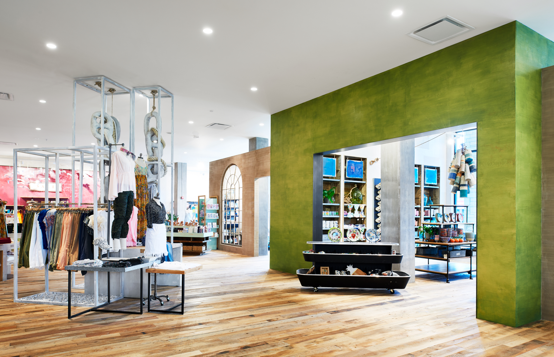 Colorful interior design of Anthropologie store in Wayzata, Minnesota, created in collaboration with NewStudio Architecture