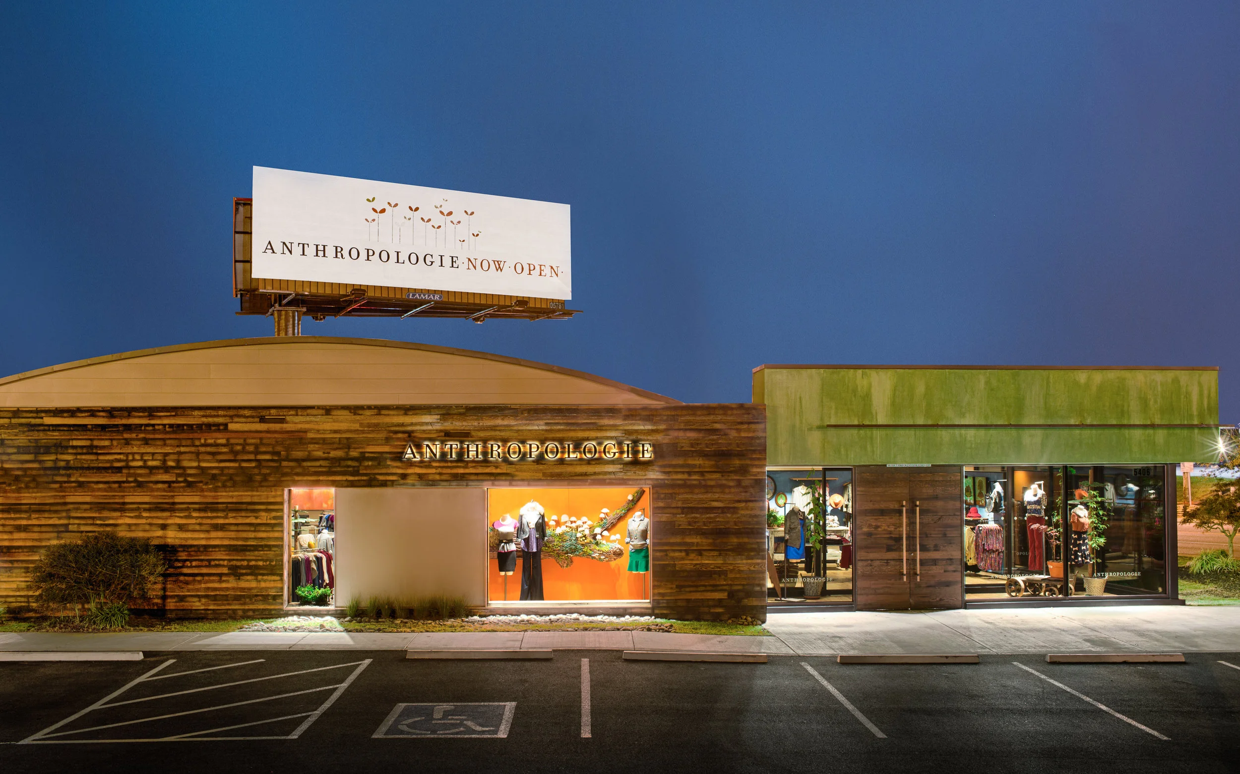 Adaptive reuse of an old roller rink now showcases Anthropologie in Knoxville