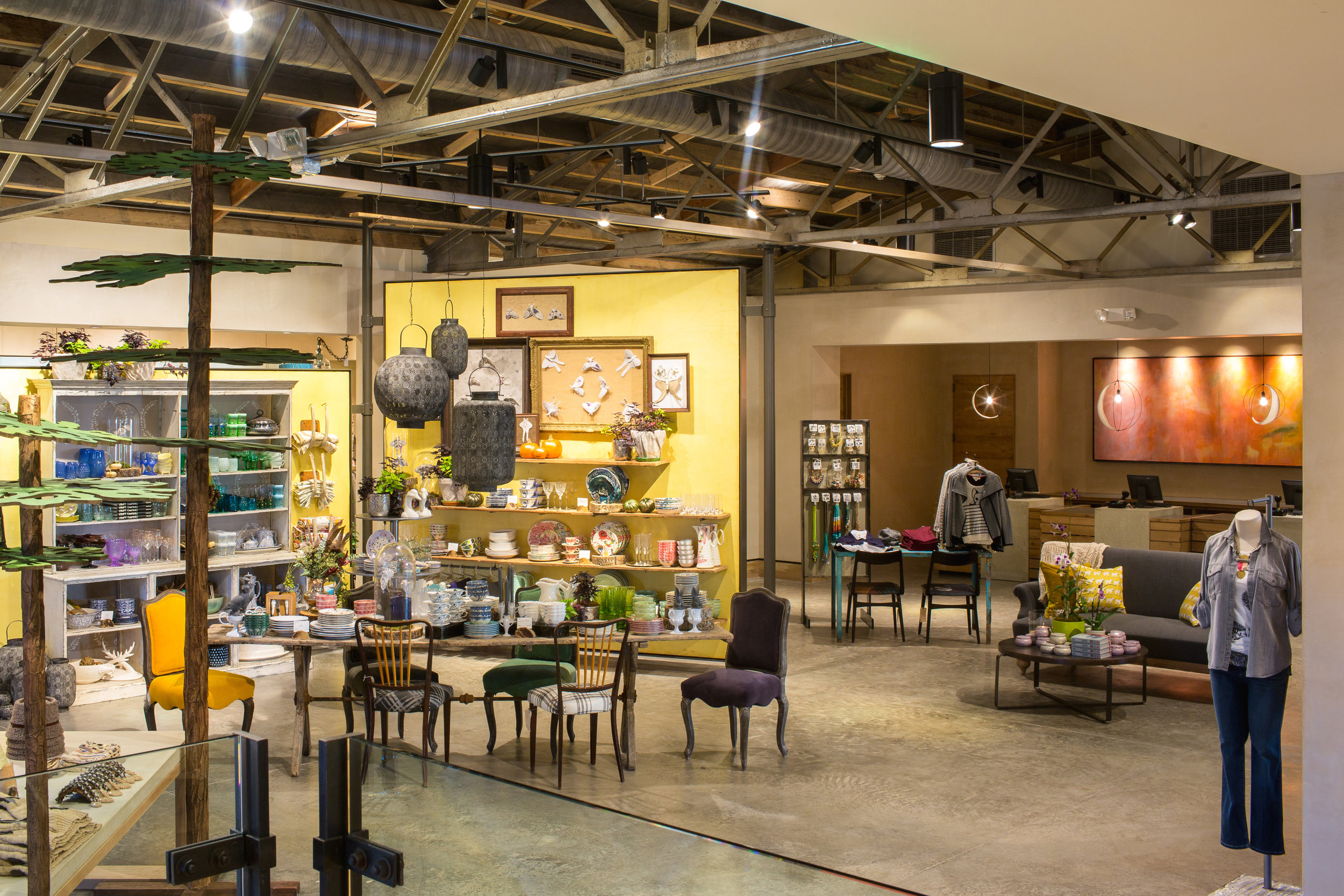 Interior retail area of Anthropologie in Knoxville, created in collaboration with NewStudio Architecture