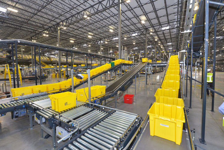 Sophisticated automation inside the URBN Internet Fulfillment Center, designed in collaboration with NewStudio Architecture