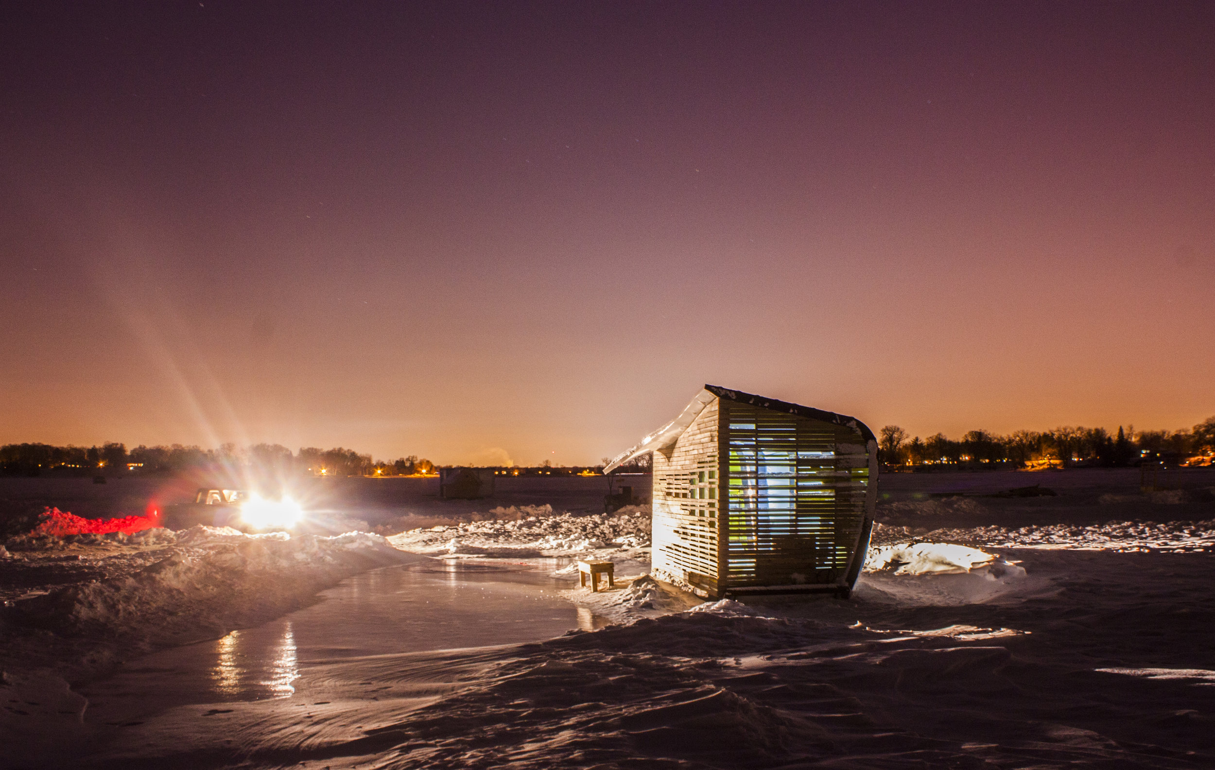 Sunset view of art shanty designed by NewStudio Architecture