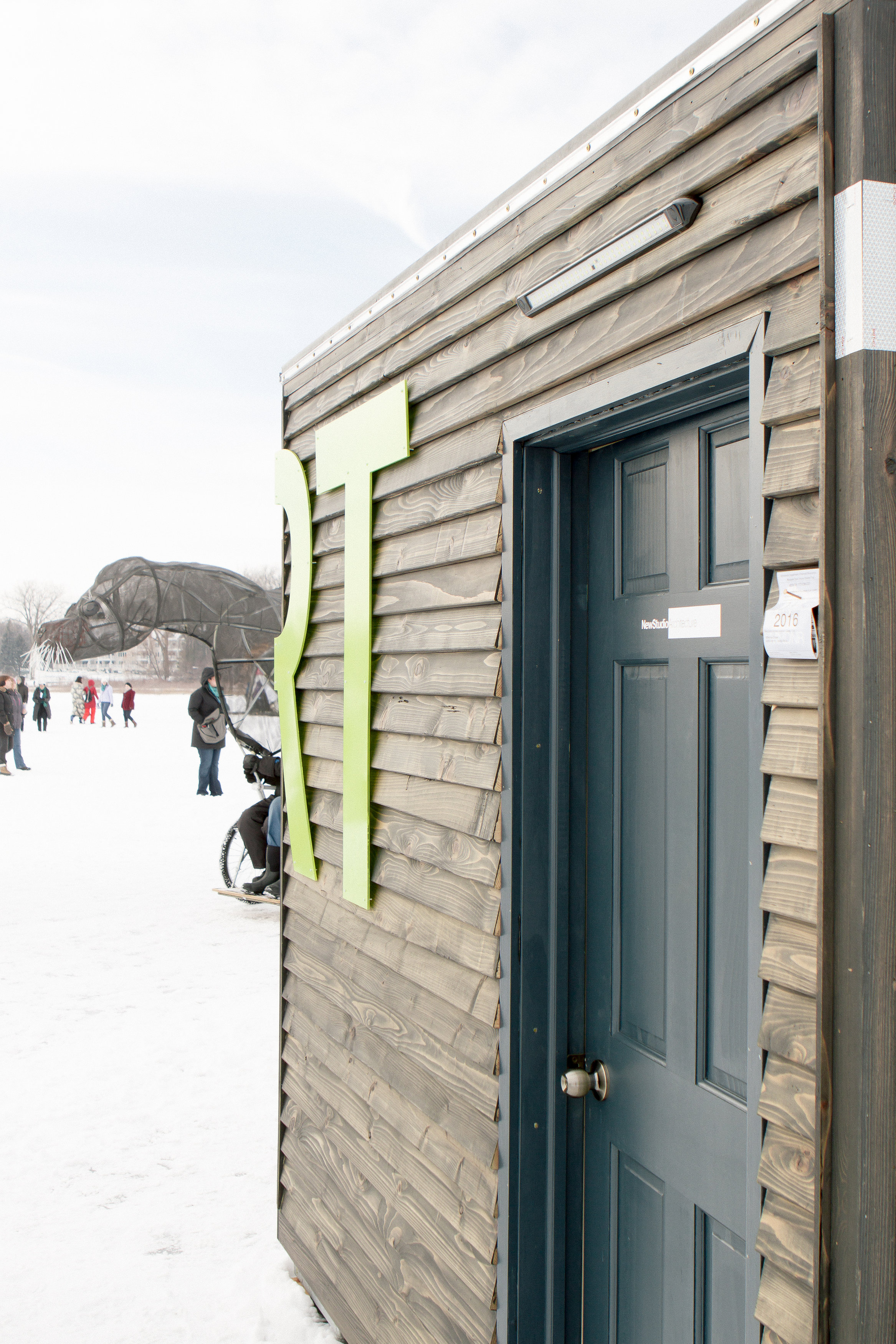 Exterior view of the art shanty designed by NewStudio Architecture