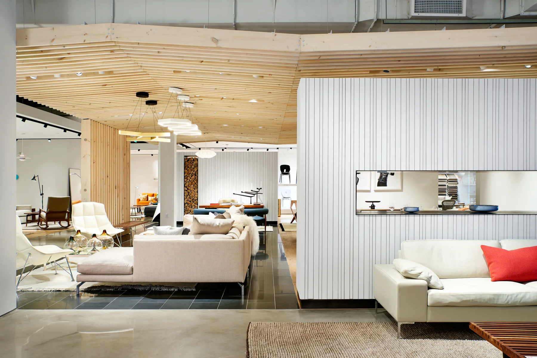 Interior view of "Lake House" suite created by NewStudio Architecture for Design Within Reach in Edina, Minnesota