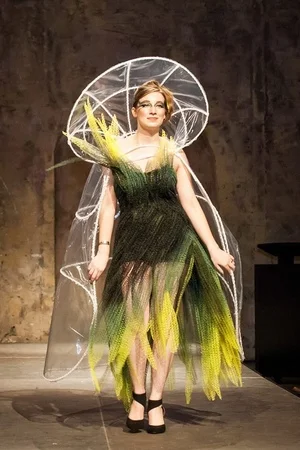 An ensembled inspired by the built environment, created by NewStudio Architeture for the IIDA Fusion + Fashion fundraiser