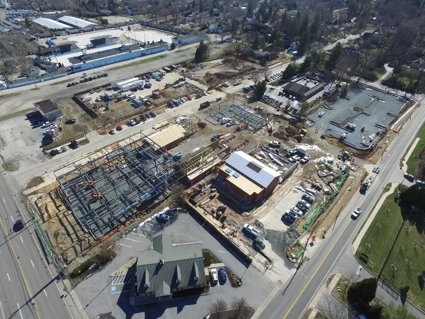 Aerial view of Devon Yard under construction. Image courtesy of Blue Rock Construction.