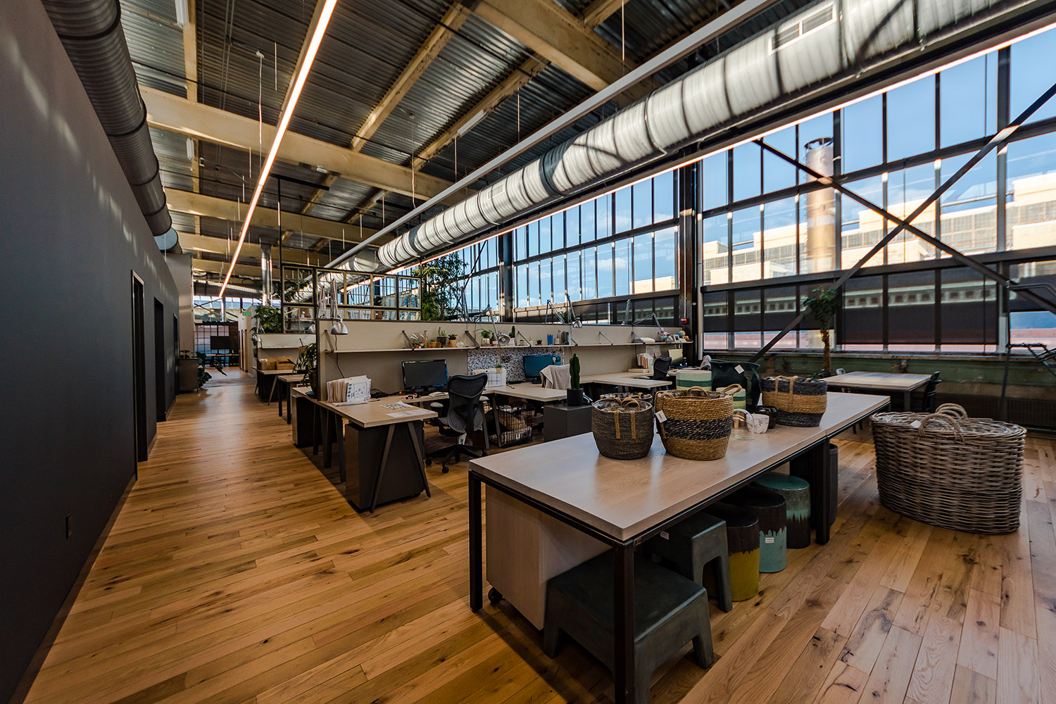 Terrain workspaces and staging area in the adaptive reuse of Navy Yard Building 18 Annex, designed in collaboration with NewStudio Architecture