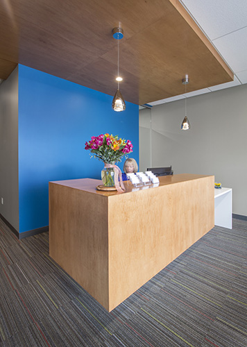 NewStudio Architecture interior design of reception area at Johnson Turner Legal offices