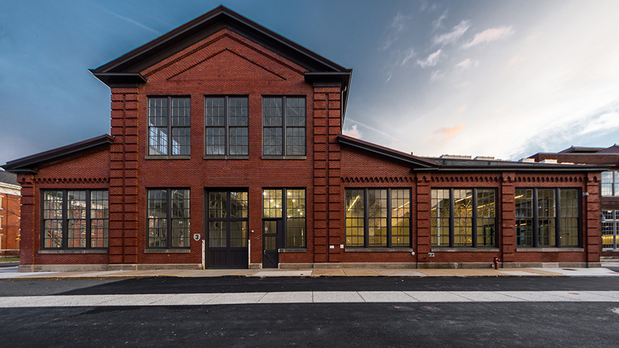 NewStudio Architecture retained the red brick exterior of the Philadelphia Navy Yard Building 3