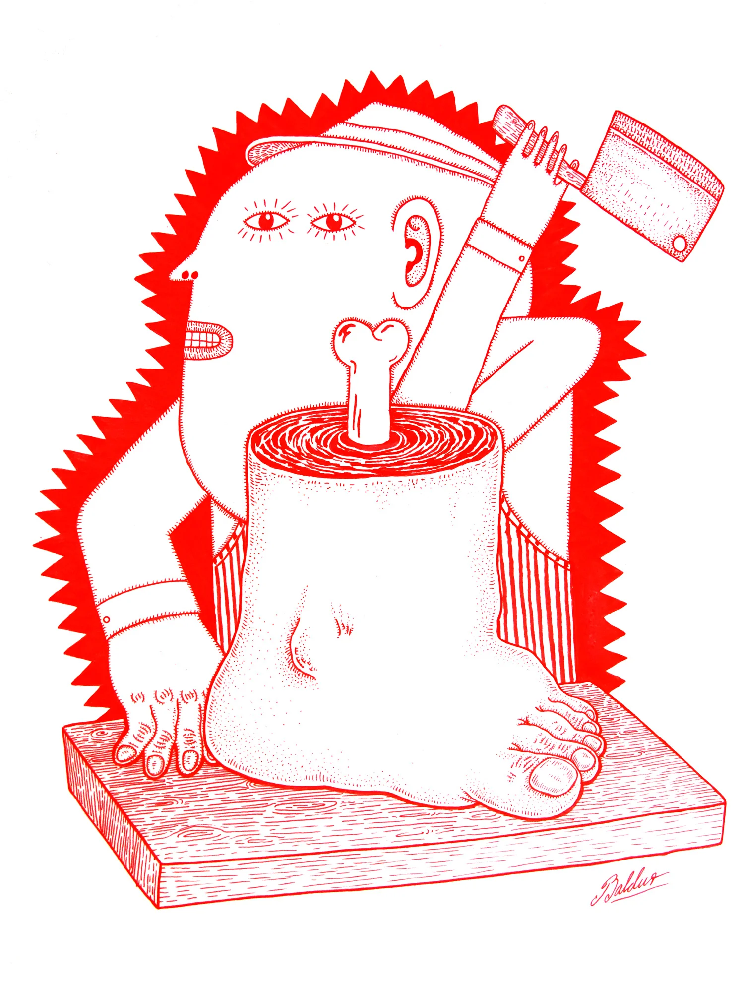 The Butcher Pen & Ink on Paper, 14x17 2016