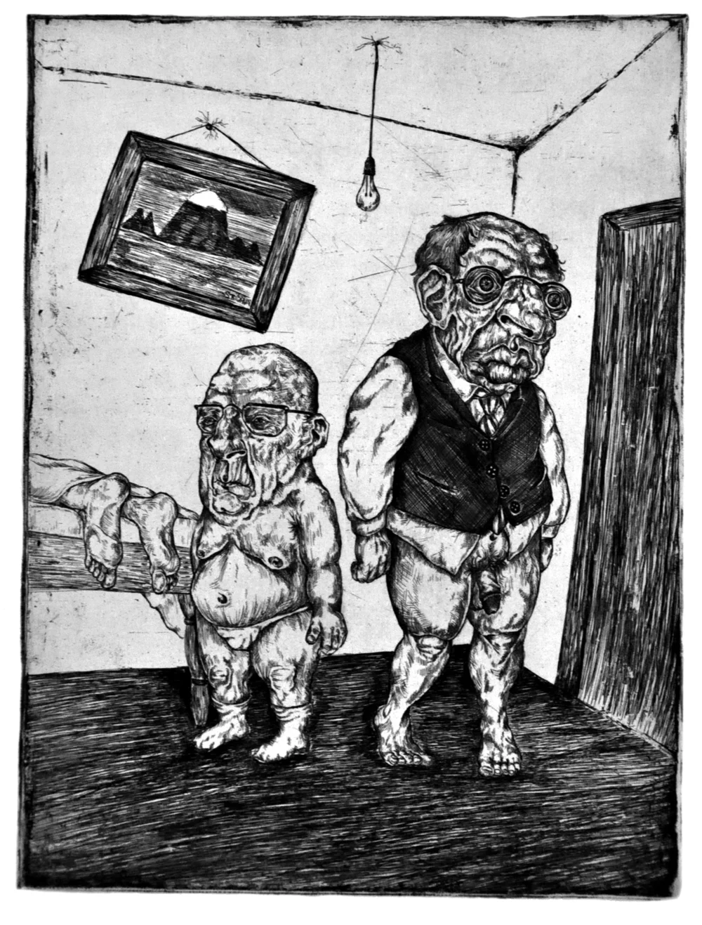 Portrait of Three Gentlemen Hard Ground Etching on Paper, 11x14 plate 2012