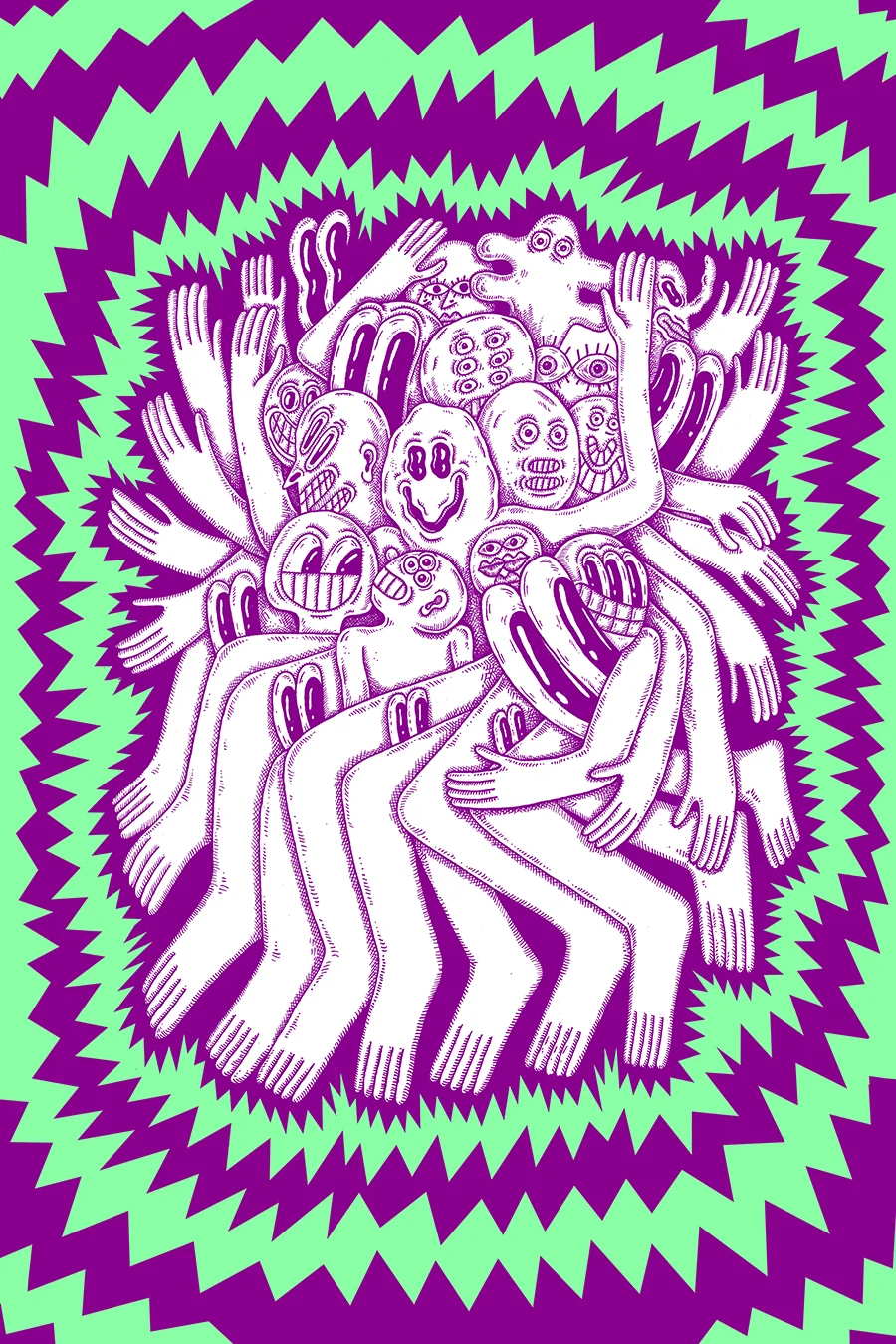 Poster for Red Bull Music Festival for the event, Interdimensional Transmissions, a biweekly radio show from the minds and crates of electronic musicians, DJs and scholars BMG and Erika. Usually broadcast from Detroit, this special edition of Interdimensional Transmissions took place inside Chicago dance music bastion Smartbar. BMG and Erika interviewed Robert Williams, the former New York truancy officer who busted Larry Levan and Frankie Knuckles before taking them under his wing.