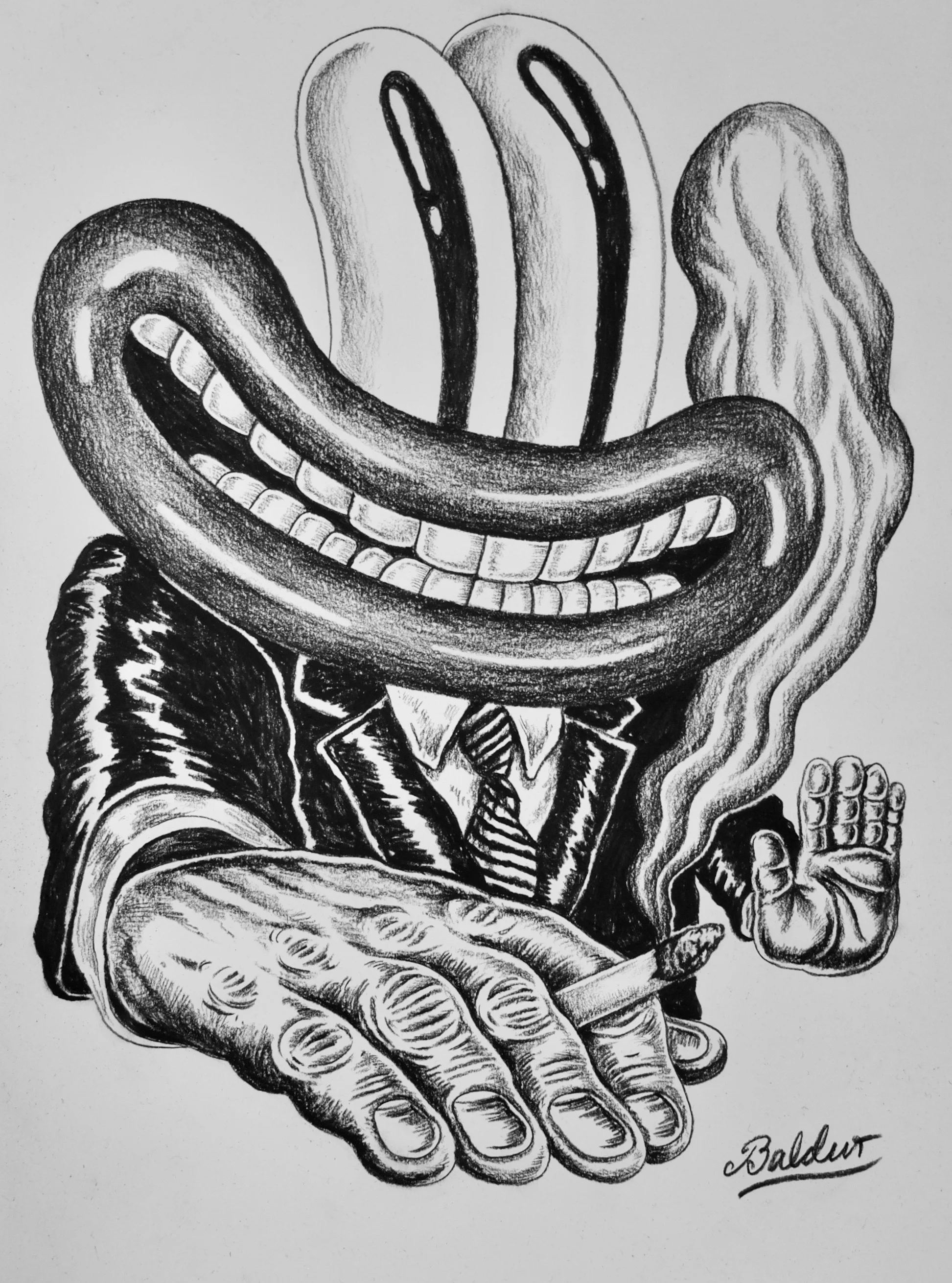 Untitled(With a Ciggy) Charcoal on paper, 11x14 2018