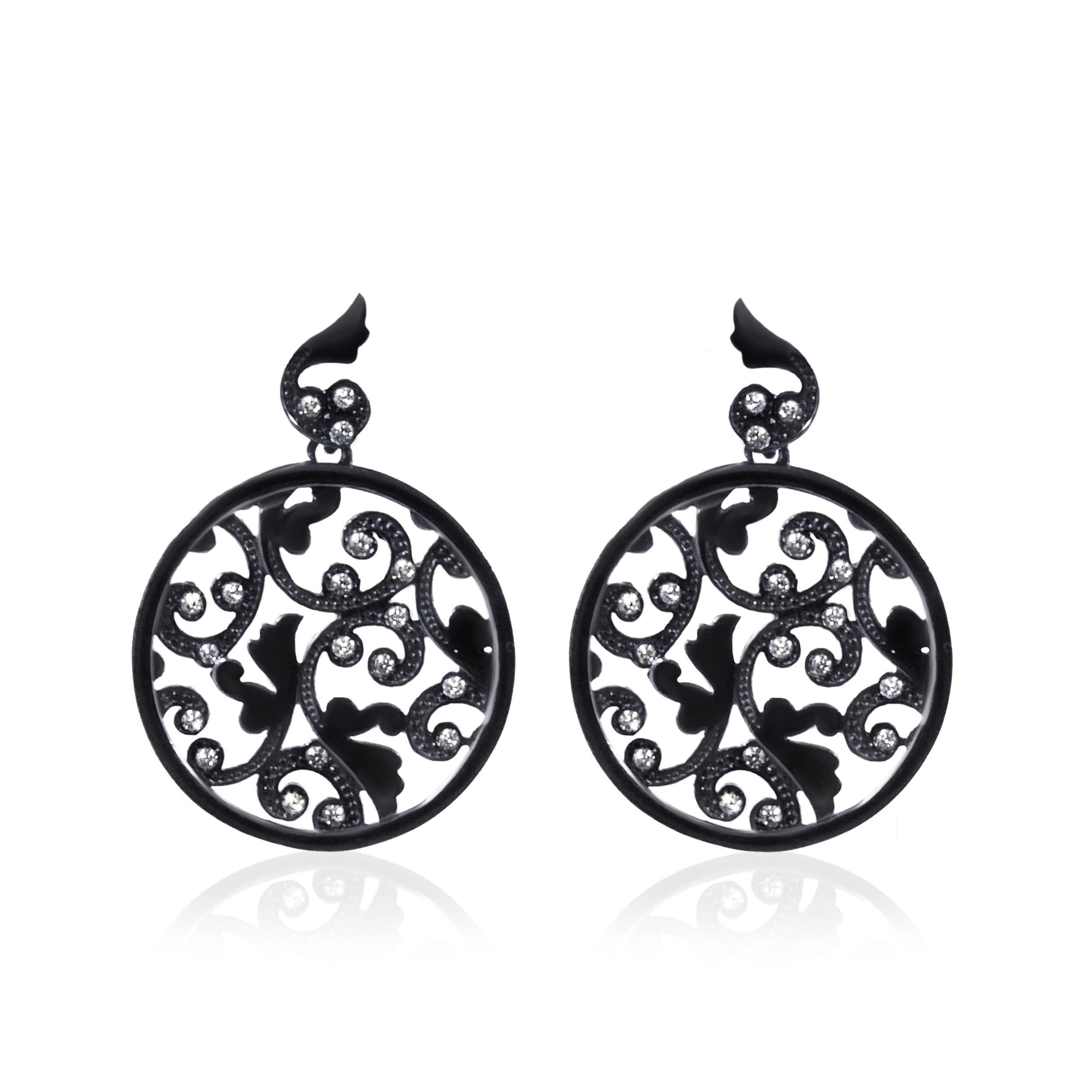 Black Leafy Earrings LEB844.png