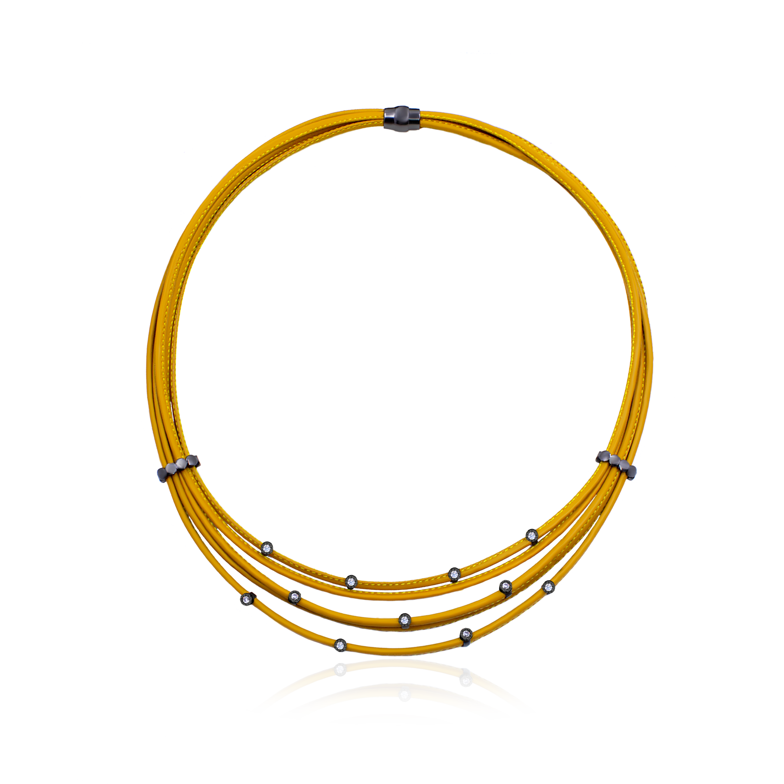 Mustard Leather Layers Necklace LNDM876.png