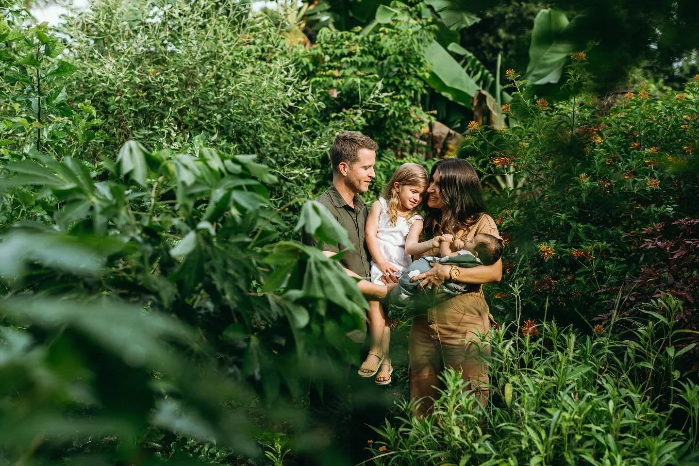 Brendon + Nina + River + Shepherd in the food forest 🤍🥺