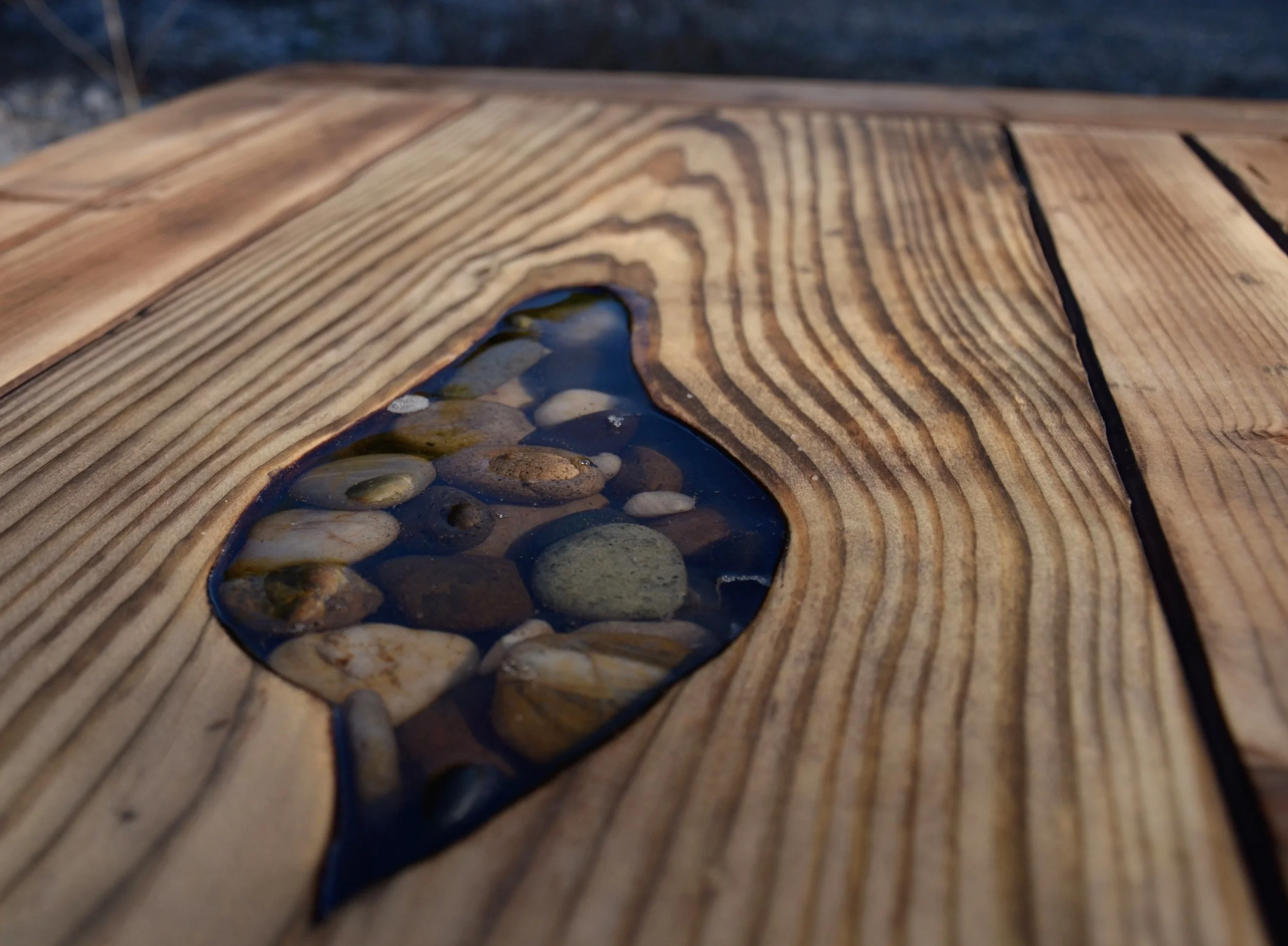 river rock inlay
