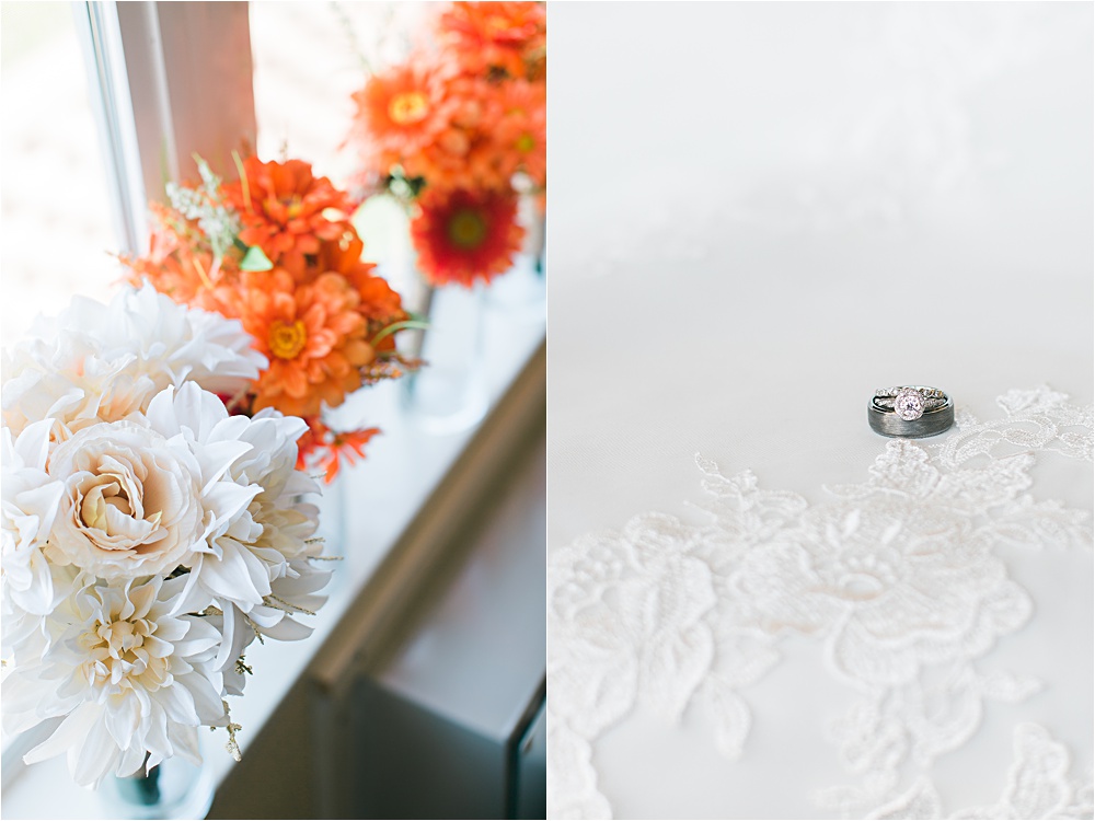 Wedding day details of flowers and ring at Minnesota summer wedding